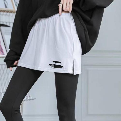 Thick padded maternity skirt with faux hem winter inner layering for buttock coverage matching white hoodie as base layer