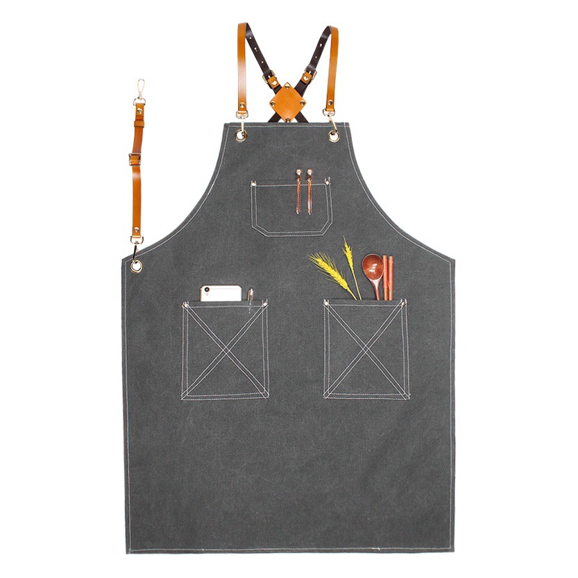 Comercio exterior transfronterizo delantal de lona gruesa moderna minimalista cafetería Barber ropa de trabajo delantal de cocina para el hogar al por mayor
