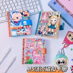 m5小卡册磁扣活页本合集pu皮质泡泡玛特sp拉布布柯南三丽鸥彩页本