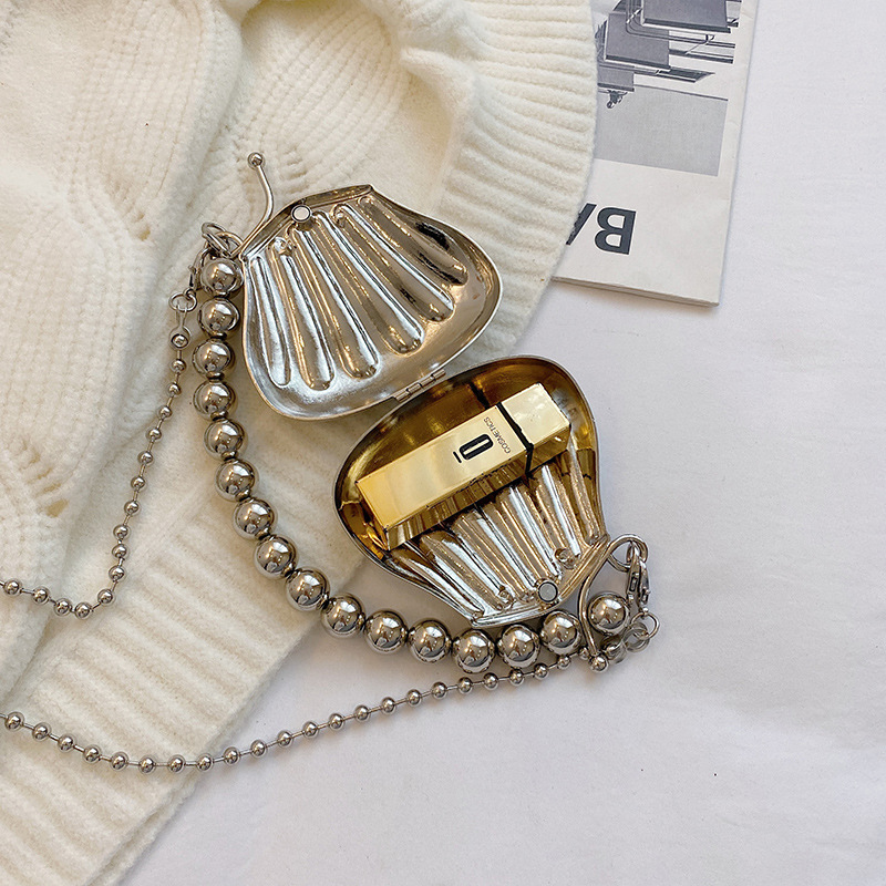 High end Mini Pearl Chain Handheld for Women 2023 New Small Stand One Shoulder Crossbody Shell Blessing Bag_voghion.com