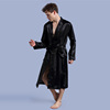 Cross border man Solid Robe Cardigan robe Easy Large Long sleeve Spring and autumn season Smooth Satin Bathrobe