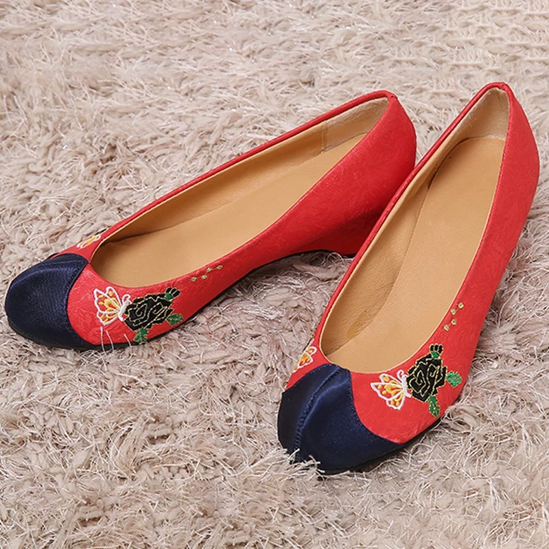 Hanyuefang Южная Корея традиционные красные туфли ханбок с вышивкой на крючках для взрослых женщин обувь ханбок в наличии оптом