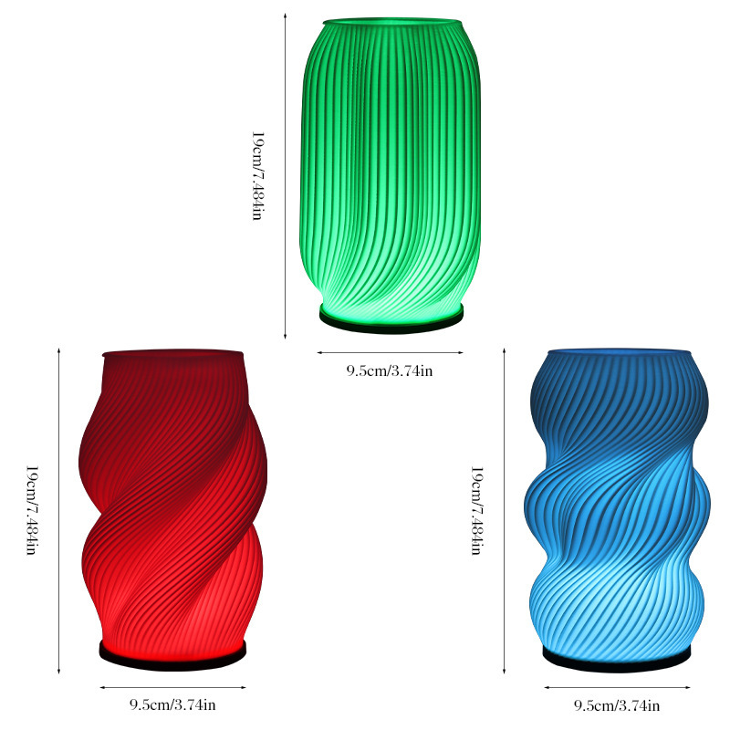 クロスボーダー新クリエイティブ 3D 印刷花瓶テーブルランプシンプルなデザイン LED ロマンチックな装飾ランプ寝室のベッドサイドランプ|undefined
