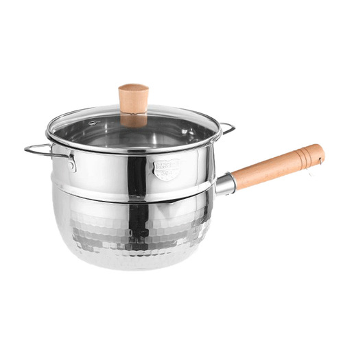 KS 304 stainless steel Japanese-style household snow pan small milk pot non-stick pot noodle soup pot instant noodle pot double-layer steamer