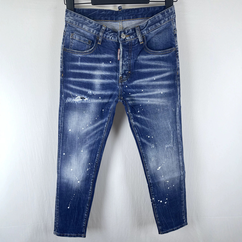 6051 in-stock new D2 jeans for men, washed, distressed, patched, vintage-style, slim fit, blue 6051 in-stock new D2 jeans for men, washed, distressed, patched, vintage-style, slim fit, blue