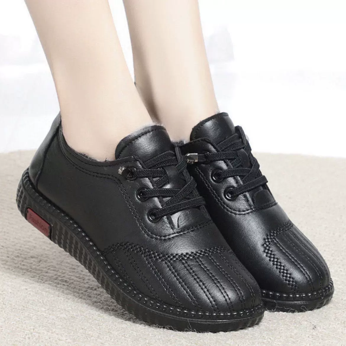 冬季新款聚氨酯加绒加厚保暖老北京布鞋女士棉鞋软底防滑妈妈棉鞋