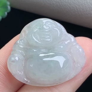 A-Grade Jade Buddha Pendant with Burmese Jadeite Floating Green Maitreya Buddha