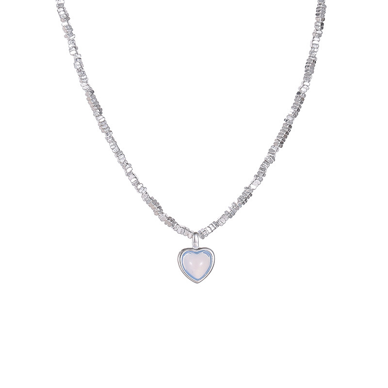 Collana a forma di cuore in argento puro spezzato per donna, ciondolo a forma di cuore di pesca semplice e romantico, da regalare alla fidanzata_voghion.com