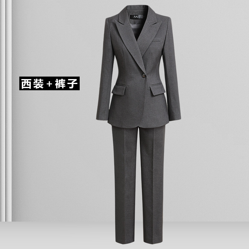 西装套装女春秋高级感气质通勤珠宝店经理律师面试正装职业工作服|undefined