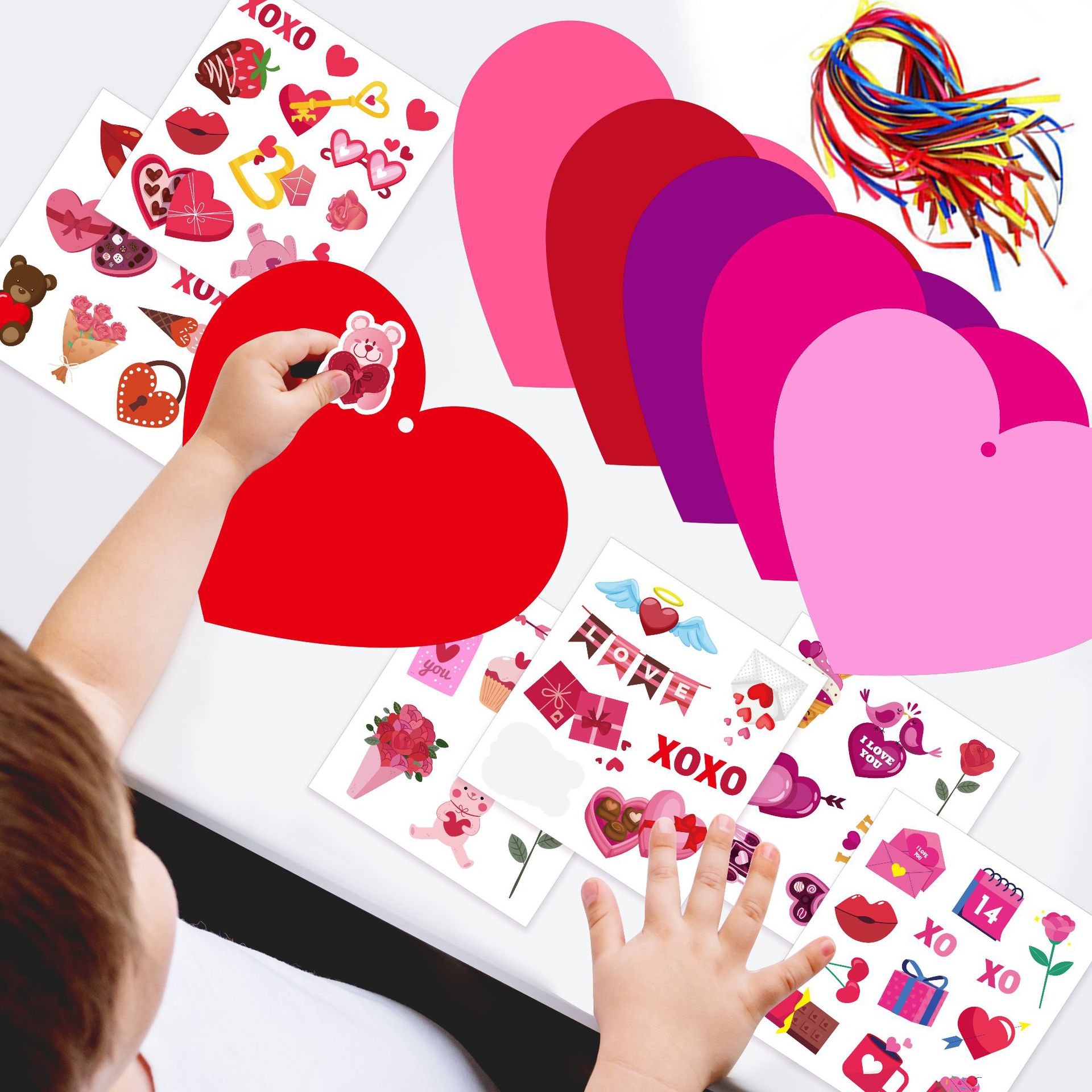 Ventas transfronterizas calientes Día de San Valentín colorido caricatura DIY Tarjeta de felicitación Día de la Madre Decoración de San Valentín Confesión Conjunto de regalo