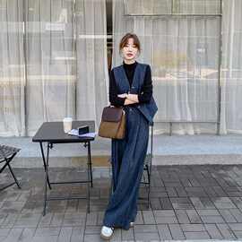 感马甲套装女初秋季2025新款韩系气质通勤阔腿裤两件套裤子