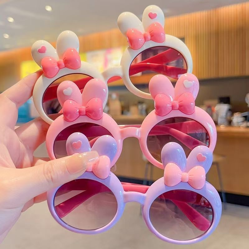 New Style Kidsren's Sunglasses for Girls, Cute Rabbit Cartoon Sunglasses, Princess Baby Sun Protection Toy Glasses