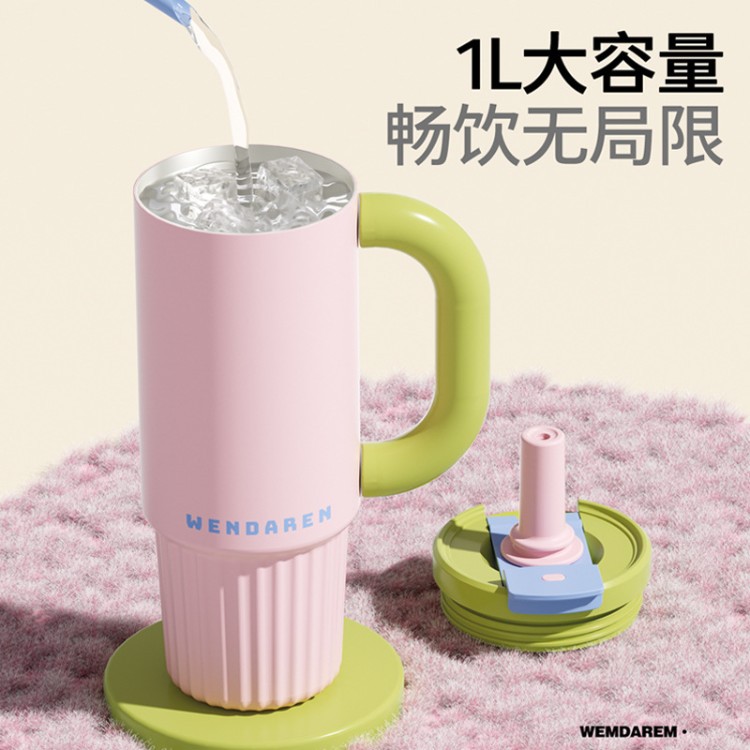 Moda coche de gran capacidad paja de cerámica taza de aislamiento térmico para mujeres Iceba al aire libre olla de aislamiento térmico nuevo