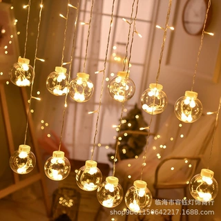 太阳能LED窗帘彩灯串灯 满天星新年装饰遥控许愿球灯圣诞房间布置