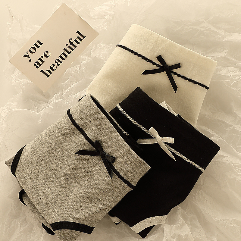 Women's Bow Panties Pure Cotton Sexy Breathable Young Girl Sexy Japanese Mid-Waist Student Briefs