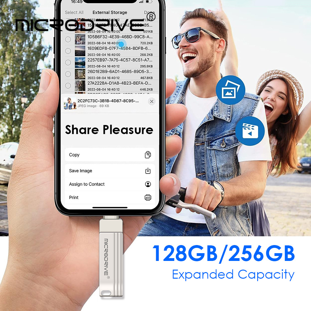 Venta al por mayor de memoria USB aplicable al metal multifuncional móvil de la impulsión del flash de Apple USB dos-en-uno 128G LOGOTIPO personalizable 256G