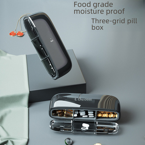 High-end small medicine box, portable mini daily three meals a day airtight moisture-proof carrying medicine pill organizer storage box
