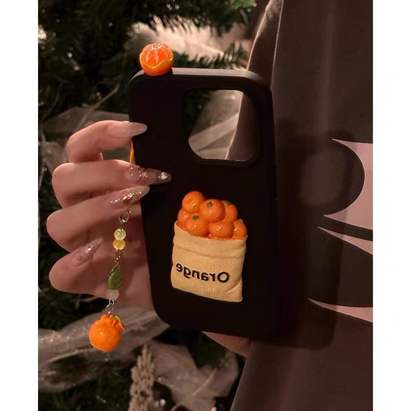 Personalidad creativa tridimensional naranja para iPhone15/16promax funda para teléfono móvil 13 Apple 14pro girl 16