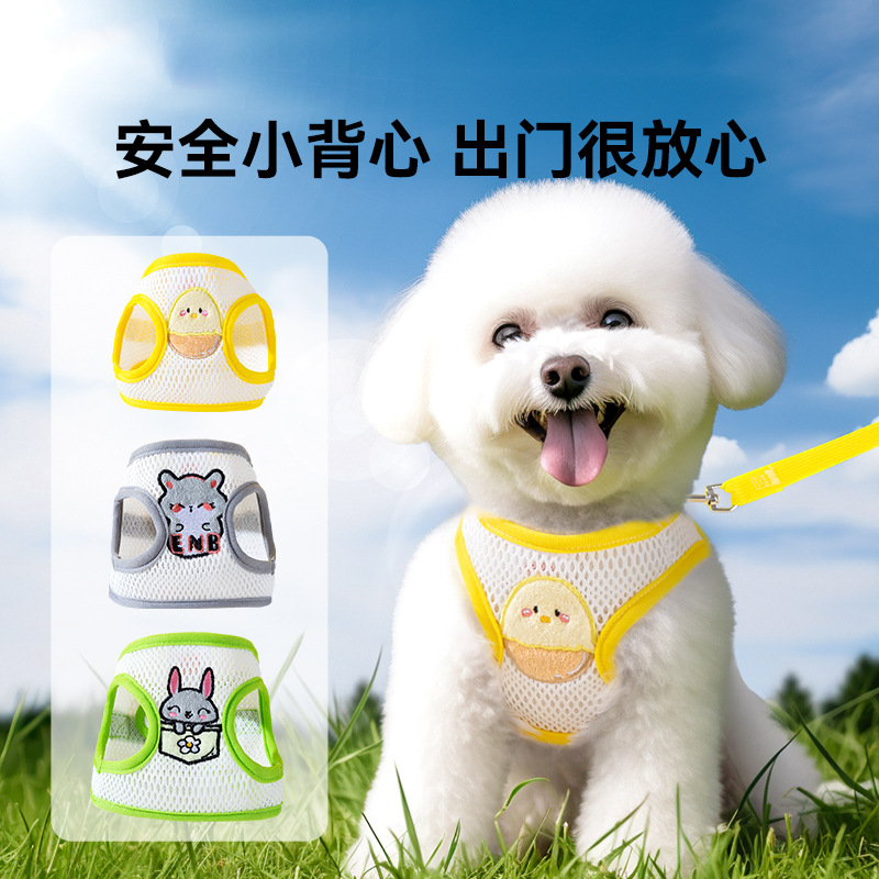 Perro paseando cuerda para perros gatos lindos transpirables cuatro estaciones chaleco perro pequeño cinturón de pecho para mascotas cuerda de tracción