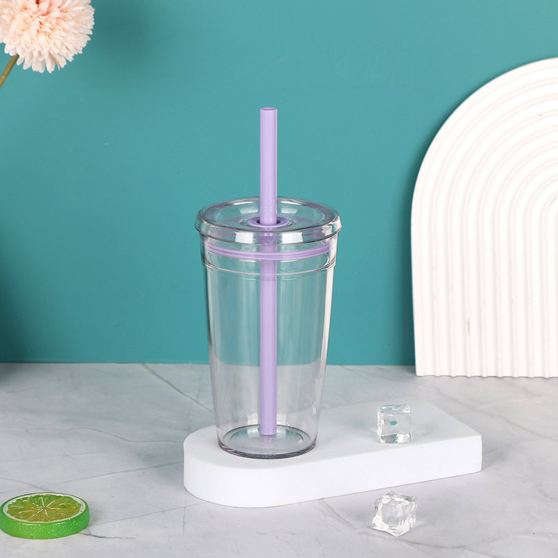クロスボーダー 15 オンスプラスチックカップポータブル単層透明プラスチックカップストローカップマルチカラーコーヒーカップミルクティーカップ|undefined