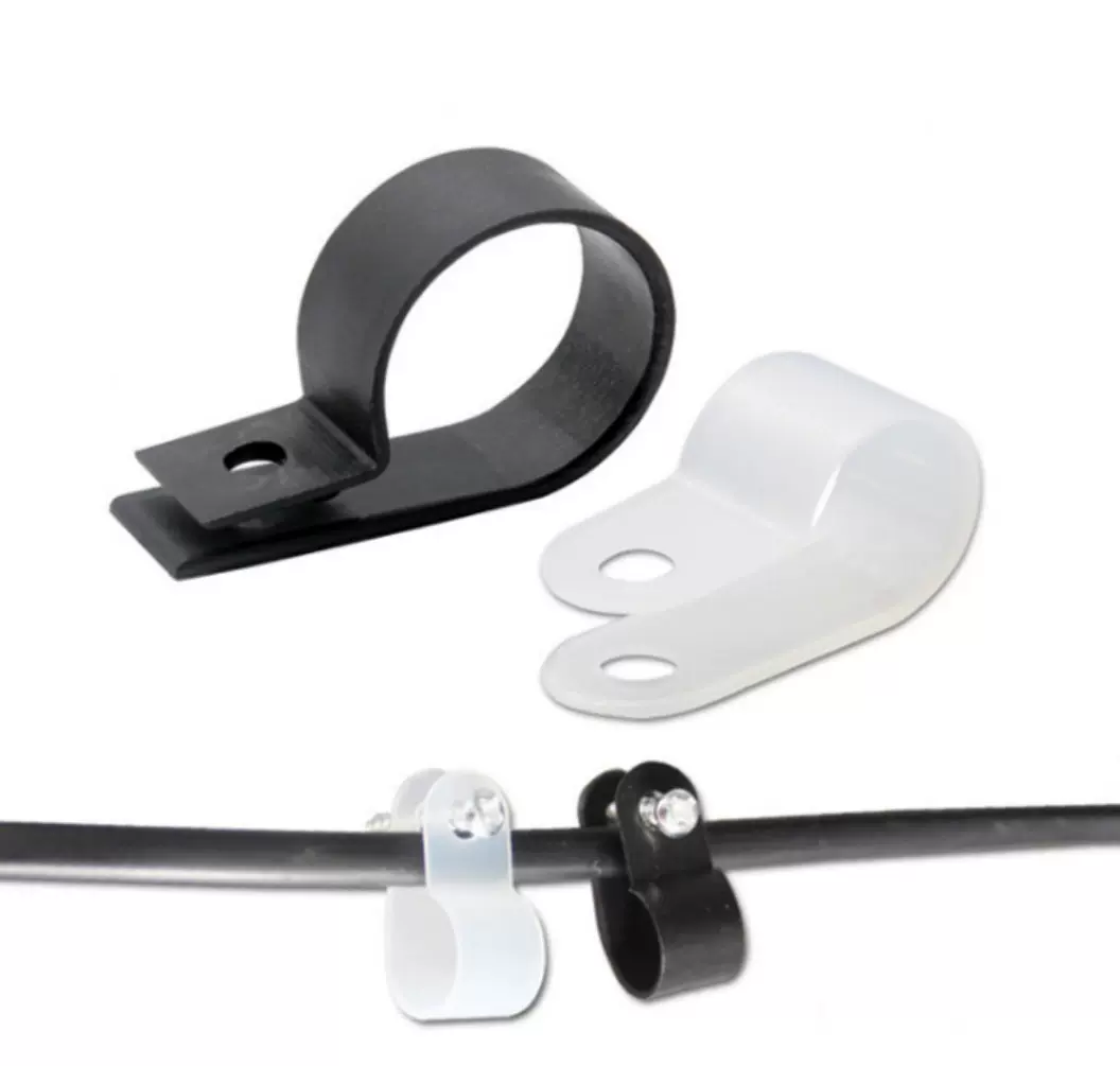 黑白色U型塑料理线卡电缆电线固定尼龙压线扣R型线夹线束扣