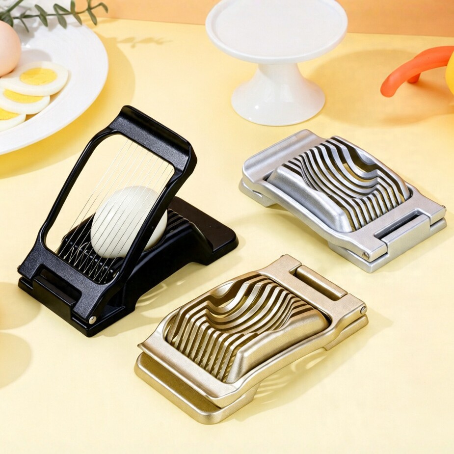 Aluminum alloy egg slicer, multi-functional kitchen gadget, kiwi and soft-boiled egg slicing tool