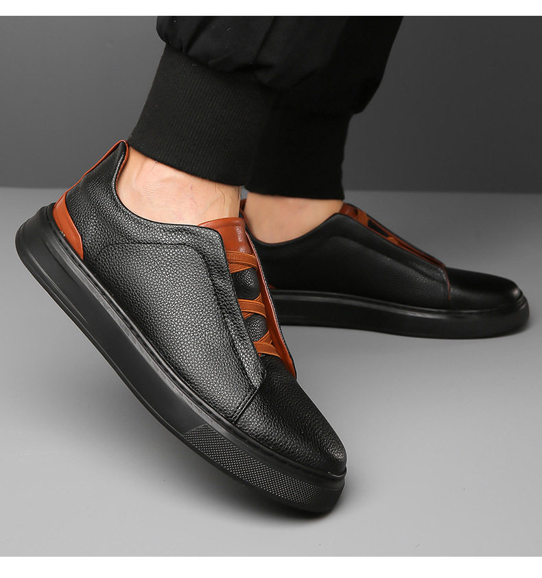 Giày sneaker nam cổ thấp dáng thể thao thoải mái, chống thấm nước, chống trượt, dây thun tiện lợi — 8088 màu đen, 8806 màu trắng, 8806 đen nâu chi tiết 20