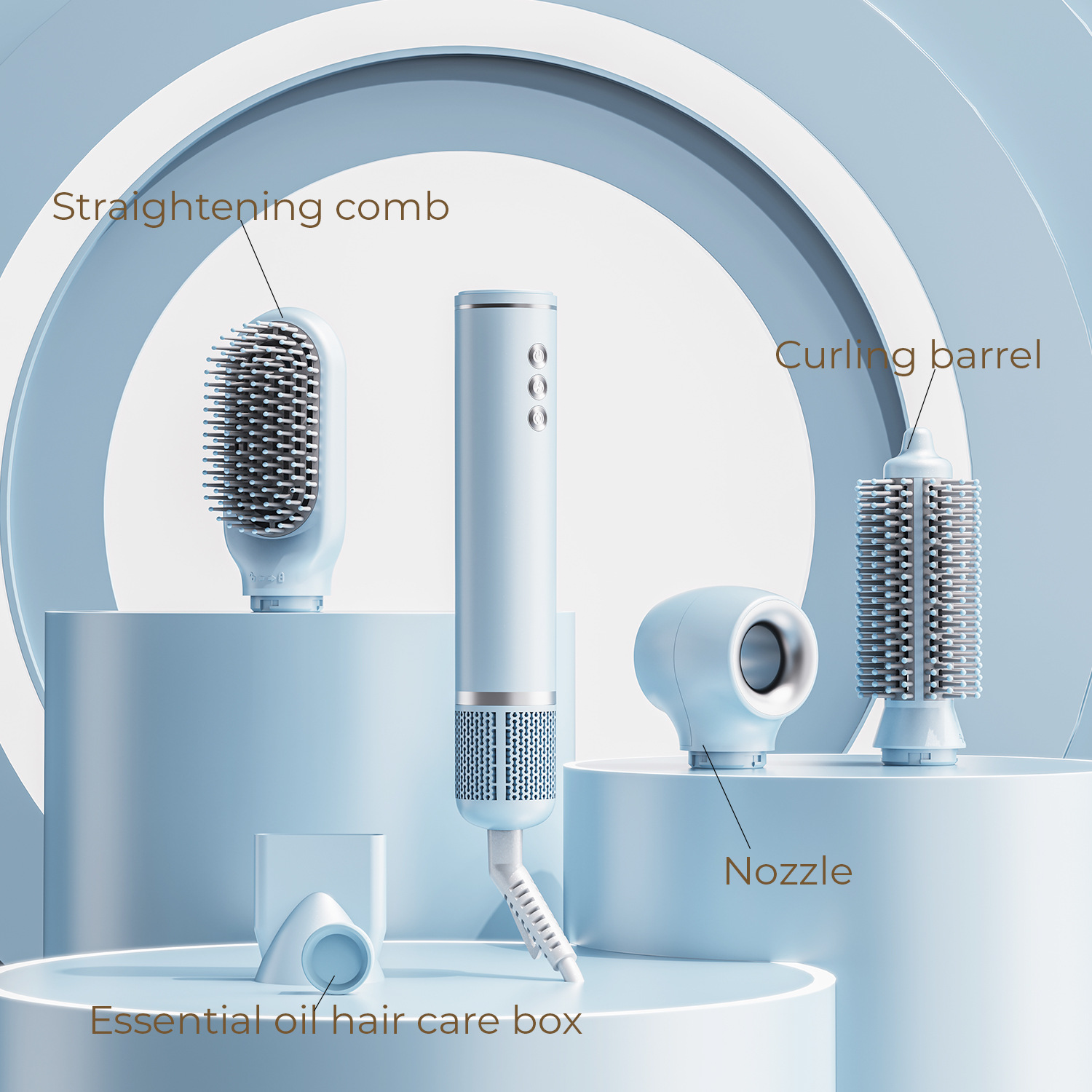 High-speed hair dryer multi-function curling rod hair dryer straight hair comb curling straight dual-purpose artifact