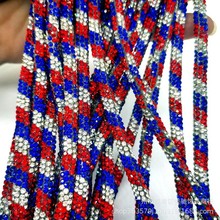 工厂批发6mm水钻圆管玻璃抽条diy饰品配件蝴蝶结辅料满钻绳子链条