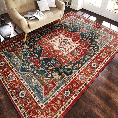 Cross-border ethnic storm Fringe Sisal 3D printed crystal velvet rug American retro living room bedroom bedside rug