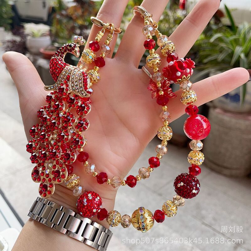 Hot-Selling Mobile Phone Chains, Beaded Phone Case Lanyards, Key Chains, DIY Bag Accessories, Crystal Phone Chains Wholesale