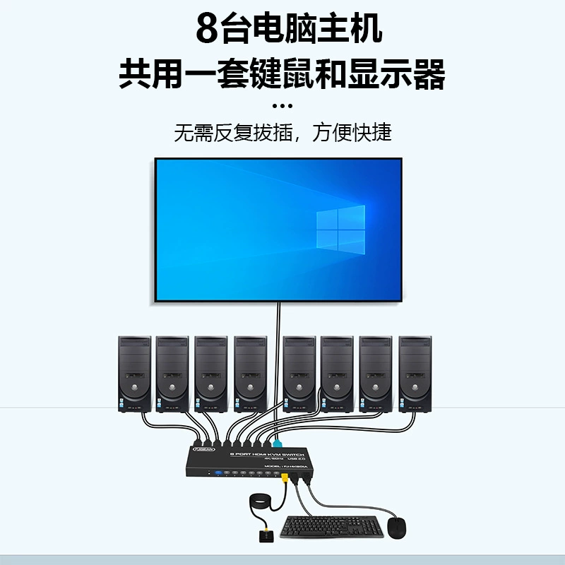 Fengjie 4K60Hz высокое разрешение 2-портовый HDMI KVM переключатель с контроллером, восемь входов и один выход HDMI KVM switch