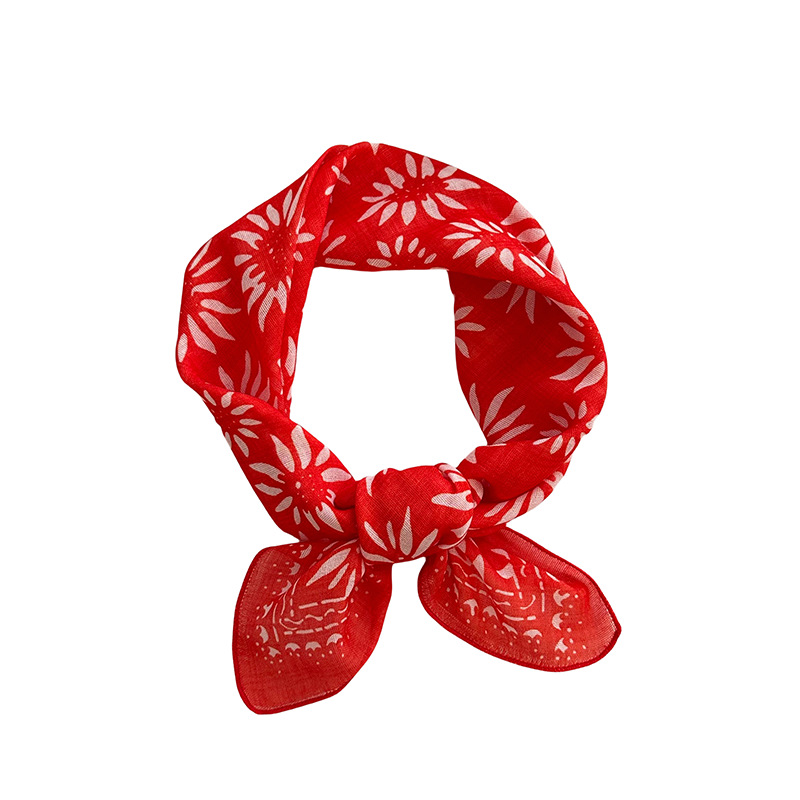 Algodón y lino pequeño bufandas de seda cuadrada mujer literatura coreana primavera y otoño versátil nuevo temperamento bufandas de pañuelo correa de cabello cintura bufandas