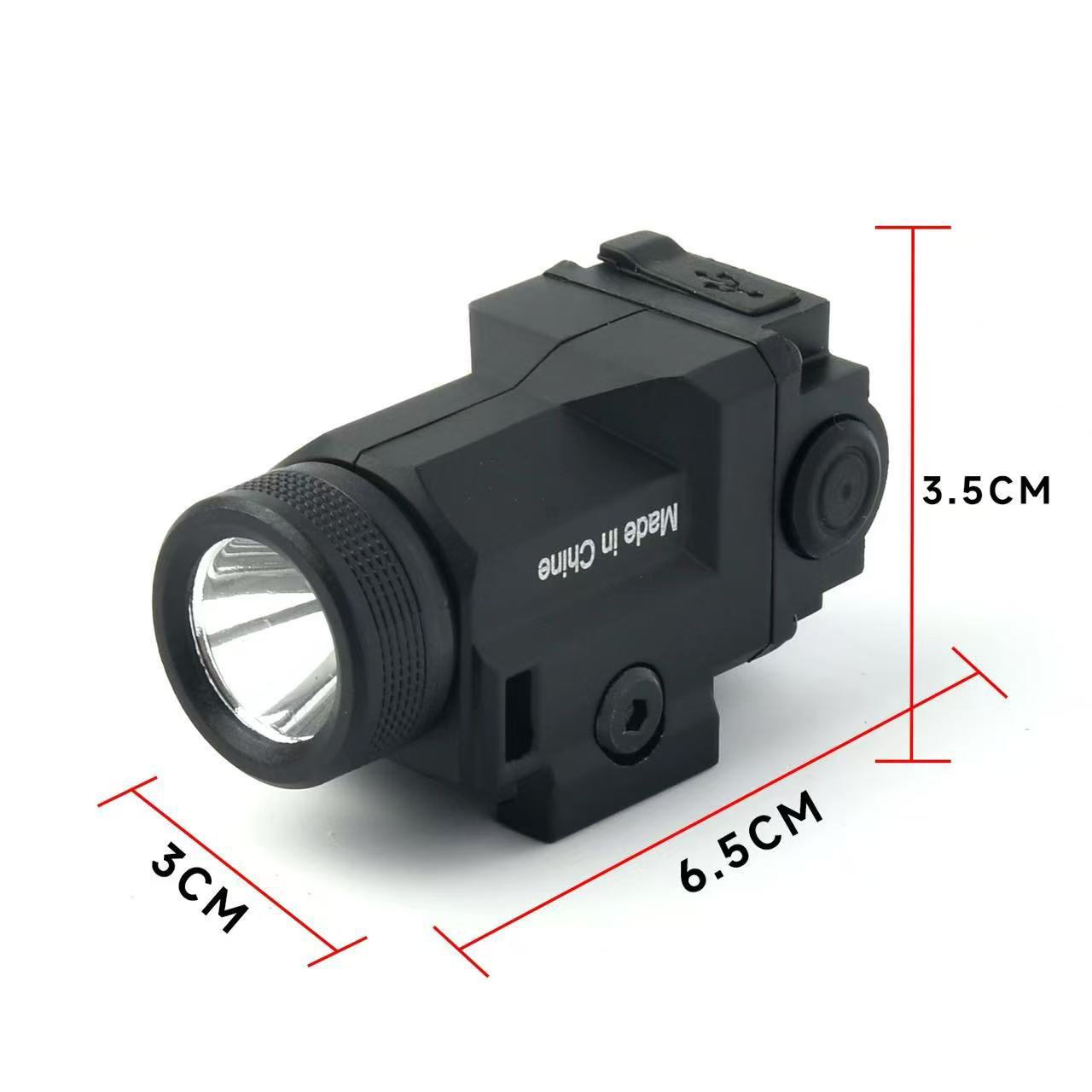 Linterna Táctica Colgante WL14 20mm 500LM Metal Recargable Type-C, Alta Luminosidad para Riel Táctico 20mm