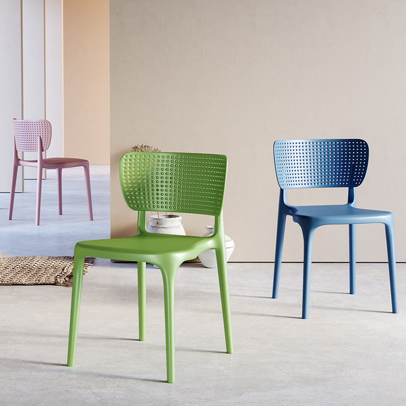 Nordic Style Plastic Dining Chair, Simple Leisure Chair with Backrest, Fashionable Plastic Desk Chair, Outdoor Stool