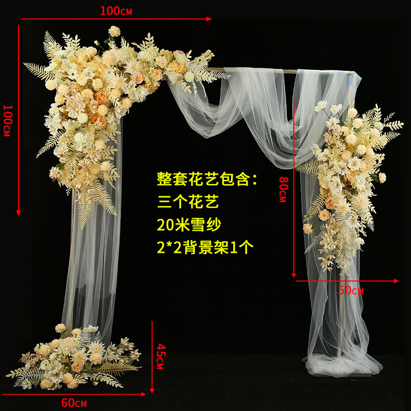 結婚式の道具の青い結婚式のシミュレーションの花の列の花の三角の花の列は造花の舞台の装飾の大きい赤色を配置します。|undefined