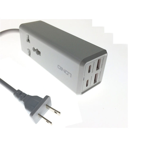 LDNIO power plug adapter extension cord PD65W laptop adapter QC3.0 mobile fast charging head