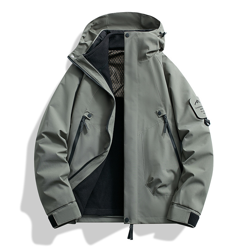 2024種類の突撃服三合一男性屋外登山服カップルのタイプは防水純色の山系コートの女性を取り外すことができる|undefined