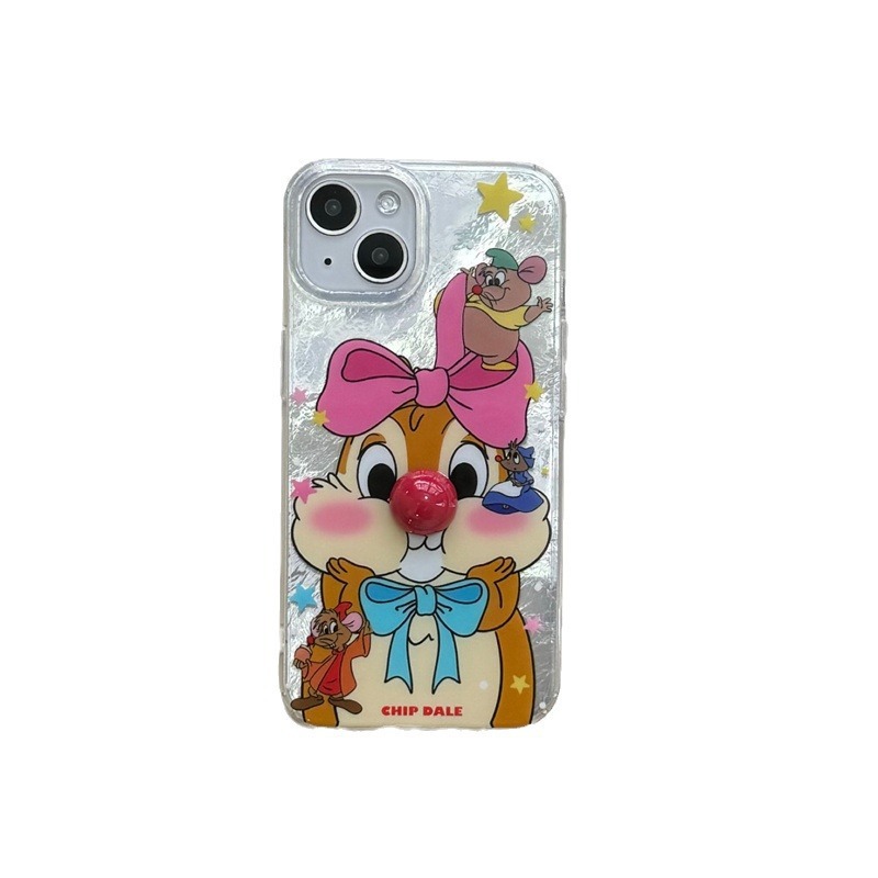 Dibujos animados nariz tridimensional ardilla para iPhone14 funda para teléfono móvil 16promax Apple 15 femenino 13 pintura al óleo 16