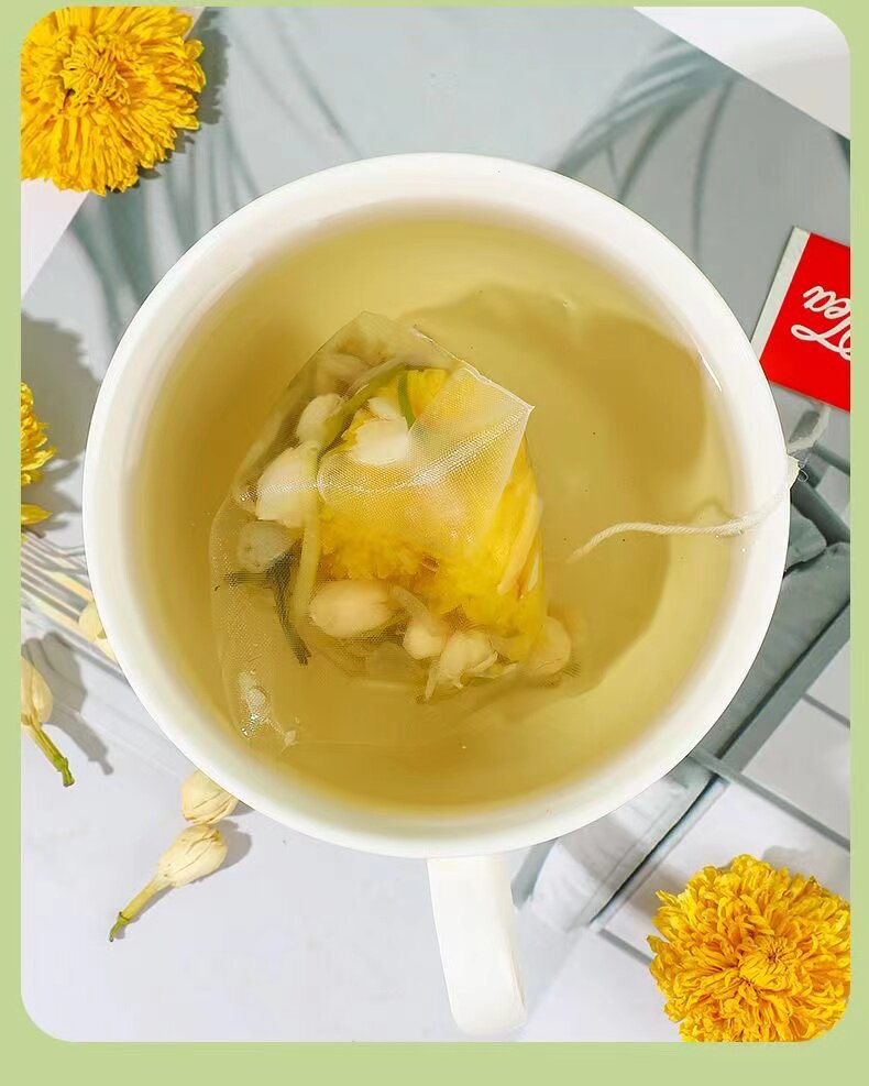 Honeysuckle Chrysanthemum Jasmine Tea Bags Jin Yin Hua Ju Hua Herbal Wellness Tea 100 Bags Family Pack details