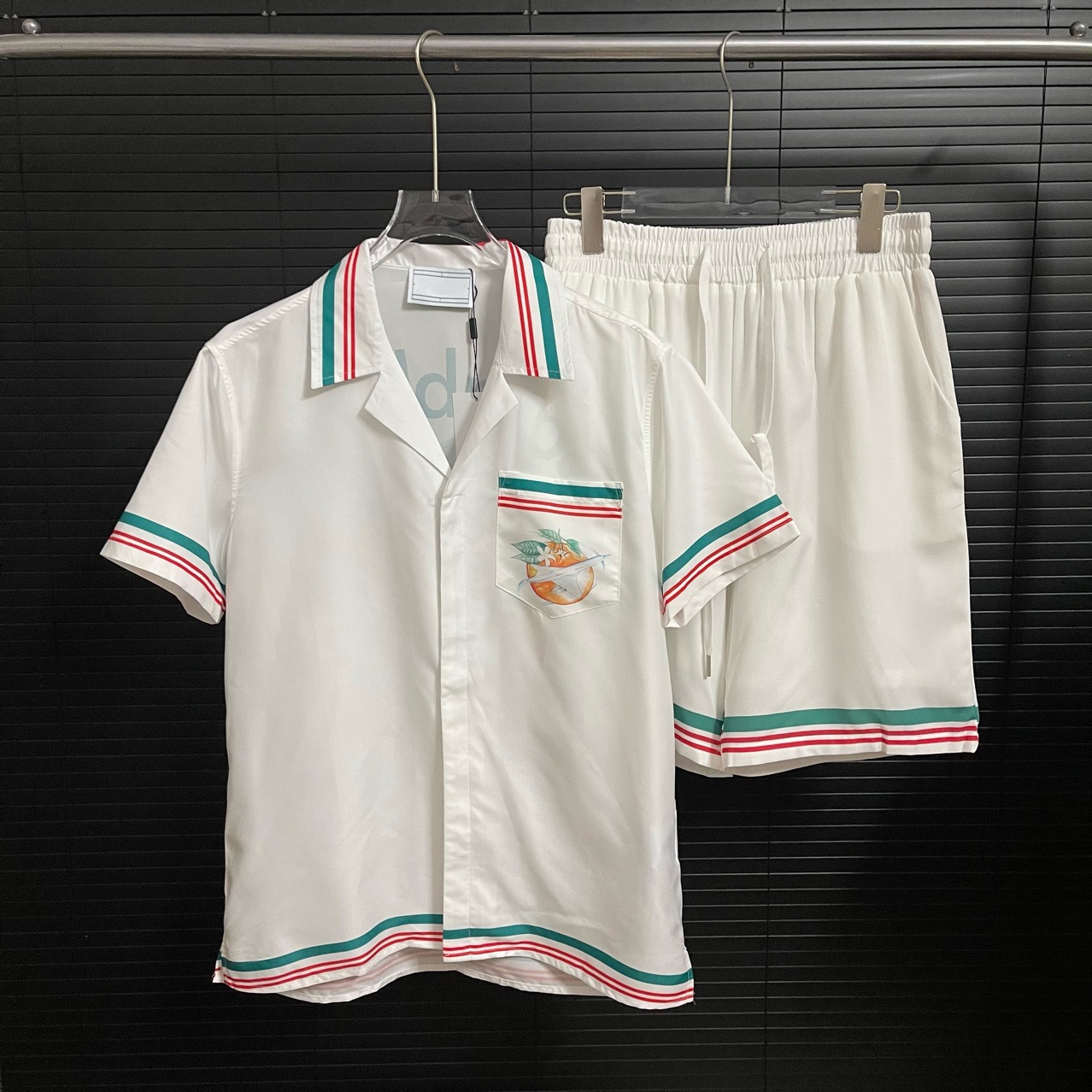 유럽과 미국의 봄과 여름 새로운 유럽과 미국의 대외 무역 ca Casa 남자 반팔 셔츠 비치 바지 세트 3d 인쇄