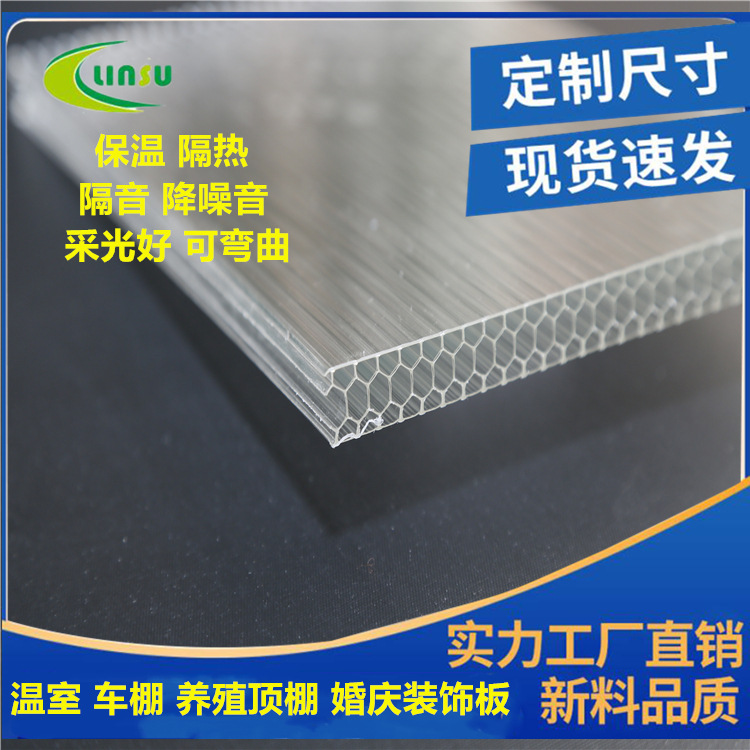 蜂窝阳光板 养殖场顶棚pc采光板 温室大棚专用 保温性好中空板