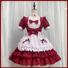 Japanese-style daily maid costume for soft girls, red cosplay role-playing outfit for female boss, anime-style maid cosplay suit