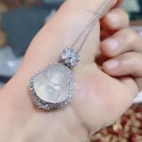 Маленький кулон Будды из ледяного белого халцедона, посеребренный, инкрустированный белым агатом, женское нефритовое ожерелье, кулон, прямая трансляция