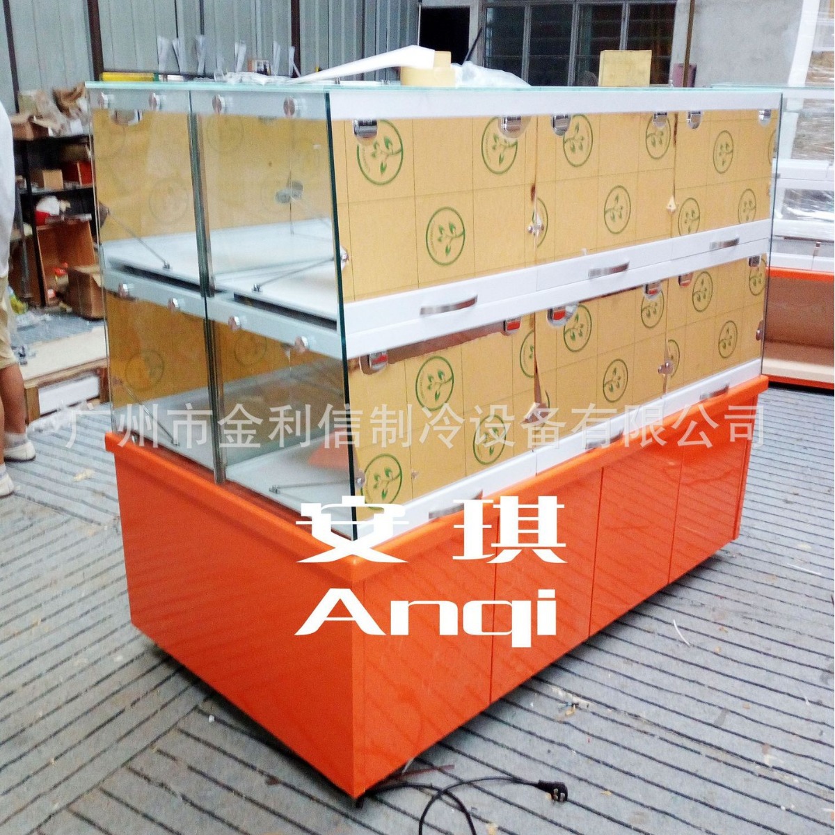 安琪牌新款面包常温中岛柜糕点西点货架木质面包展示柜