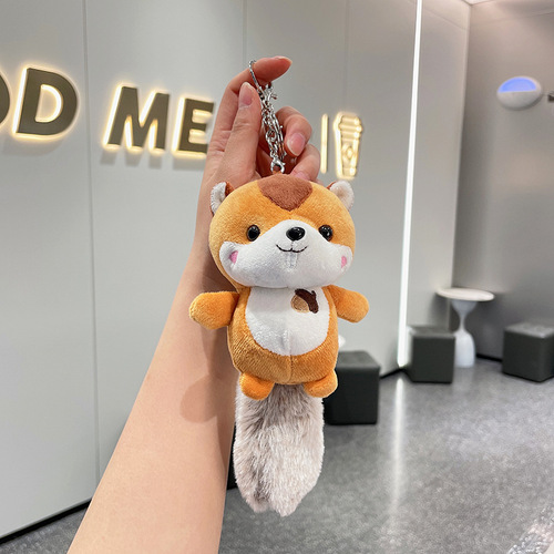Cartoon squirrel plush pendant wedding doll doll wholesale street stall doll bag keychain plush toy