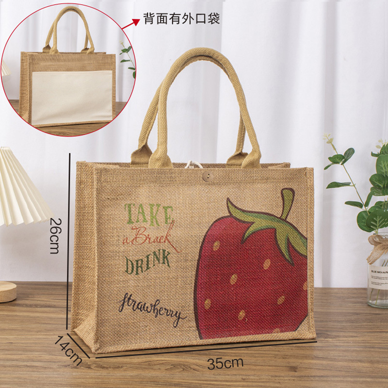 Bolsa de lino personalizada diy regalo de mano de compras bolsa de yute de gran capacidad bolsa de lino portátil bolsa de lino personalizada