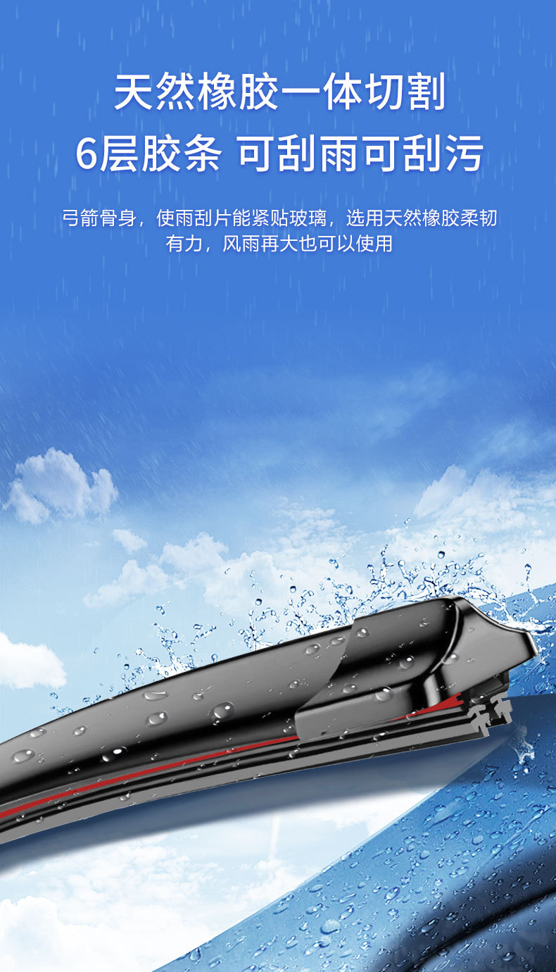 Six-layer rubber strip wipers suitable for Citroen C4L, C3-XR, Elysee, C2/C5/Picasso