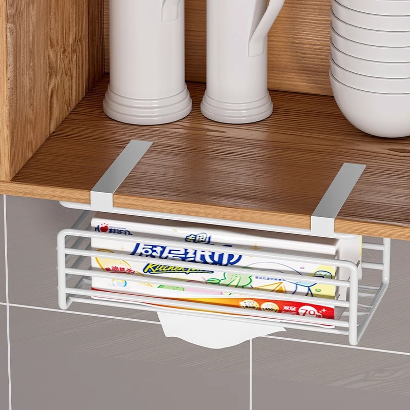 Rack de toallas de cocina rack de almacenamiento de toallas de cocina rack de papel de hierro forjado multifuncional rack colgante debajo del gabinete