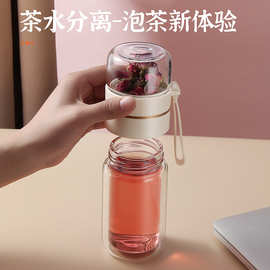 加工定制茶水分离双层玻璃杯礼品会议开业赠送礼品杯子水杯